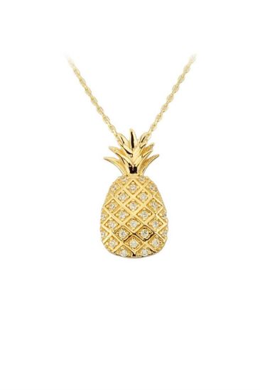 Altın Taşlı Ananas Kolye resmi