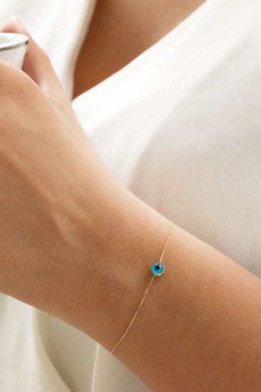 "Altın Nazarlı Bileklik, 0,86 gram, Goldium ustalığı ve Altın Nazar Boncuklu Bileklik modeli ile uzun ömürlü kullanım sağlar