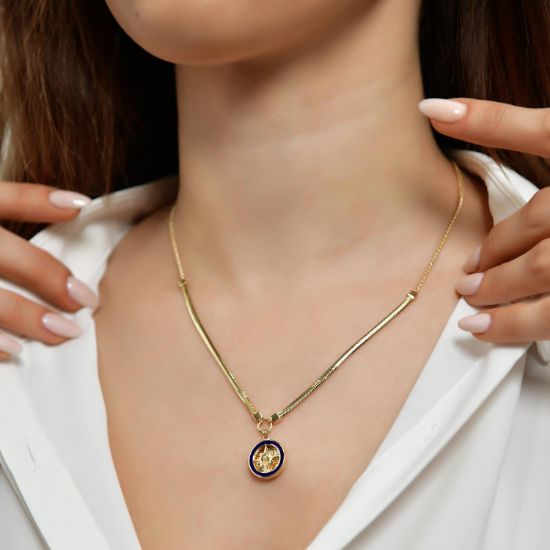 "14 Ayar Altın Mineli Pusula Kolye, 7,53 gram, Goldium ustalığı ve Altın Kolye modeli ile uzun ömürlü kullanım sağlar