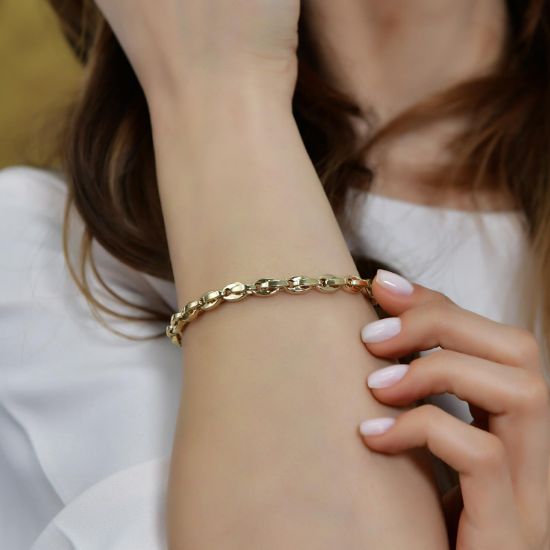 "14 Ayar Altın İç İçe Zincir Bileklik, 8,27 gram, Goldium ustalığı ve Altın Bileklik modeli ile uzun ömürlü kullanım sağlar