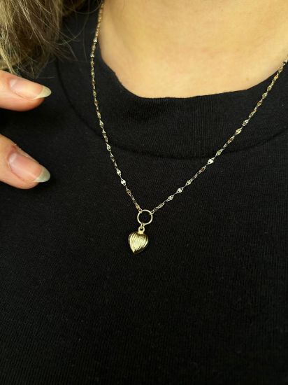 "Kelebek Zincir Aynalı Kalp Kolye, 1,74 gram, Goldium ustalığı ve Altın Kolye modeli ile uzun ömürlü kullanım sağlar