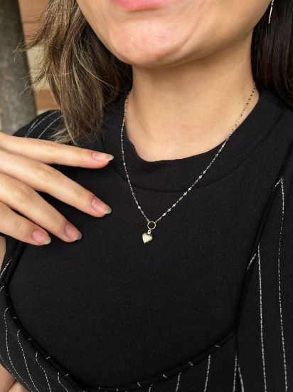 "Kelebek Zincir Aynalı Kalp Kolye, 1,74 gram, Goldium ustalığı ve Altın Kolye modeli ile uzun ömürlü kullanım sağlar