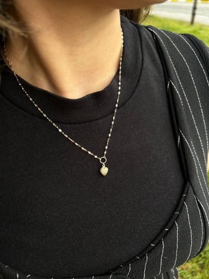 "Kelebek Zincir Aynalı Kalp Kolye, 1,74 gram, Goldium ustalığı ve Altın Kolye modeli ile uzun ömürlü kullanım sağlar