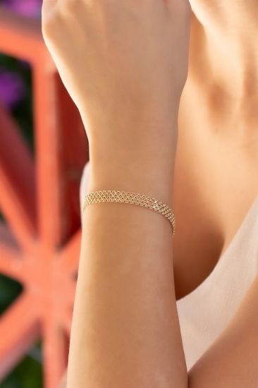 "Altın Bismark Zincir Bileklik, 3,91 gram, Goldium ustalığı ve Altın Bileklik modeli ile uzun ömürlü kullanım sağlar