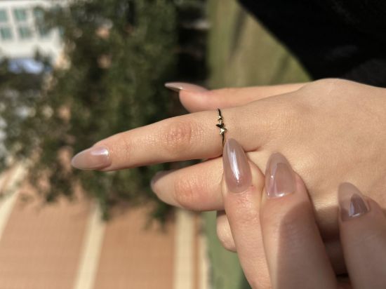 "14 Ayar Altın Mini Kelebek Yüzük, 0,83 gram tasarımıyla Ebru Sever Türk'ün Favorileri kategorisinde, Goldium imzasıyla modern bir görünüm sunar