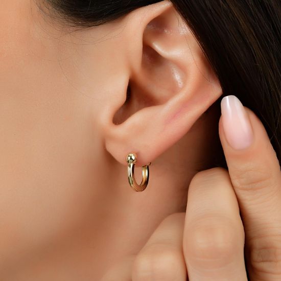 "14 Ayar Altın Top Detaylı Küpe, 2,14 gram, Goldium ustalığı ve Altın Küpe modeli ile uzun ömürlü kullanım sağlar