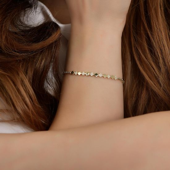 "14 Ayar Altın Sıralı Model Yonca Bileklik, 4,58 gram, Goldium ustalığı ve Altın Bileklik modeli ile uzun ömürlü kullanım sağlar