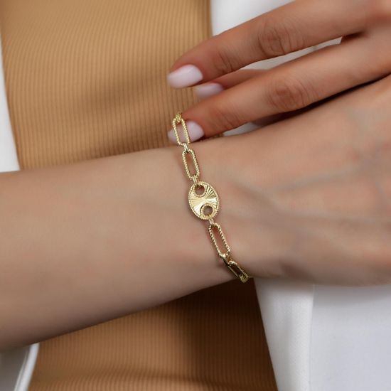 14 Ayar Altın Zincir İşlemeli Kalem İşçilikli Bileklik, 5,67 gram ve özenli işçilikle Altın Bileklik’in günlük ve özel kullanıma uygun bir Goldium modelidir.