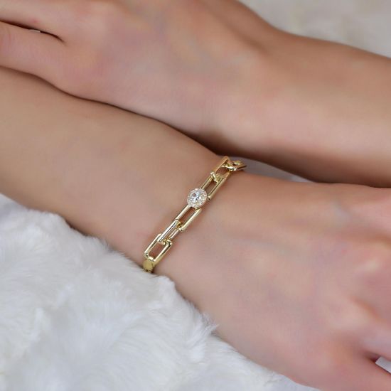 "Şık Baget Model Altın Zincir Bileklik, 6,75 gram, Goldium ustalığı ve Altın Bileklik modeli ile uzun ömürlü kullanım sağlar