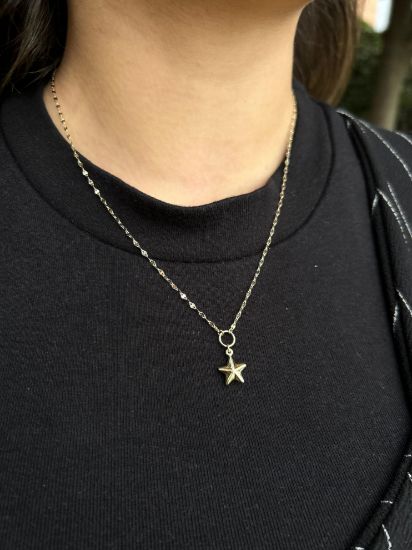 "Kelebek Zincir Aynalı Yıldız Kolye, 1,69 gram, Goldium ustalığı ve Altın Kolye modeli ile uzun ömürlü kullanım sağlar