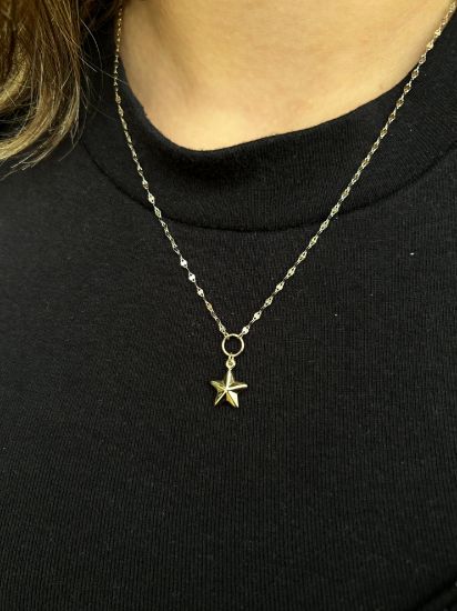 "Kelebek Zincir Aynalı Yıldız Kolye, 1,69 gram, Goldium ustalığı ve Altın Kolye modeli ile uzun ömürlü kullanım sağlar
